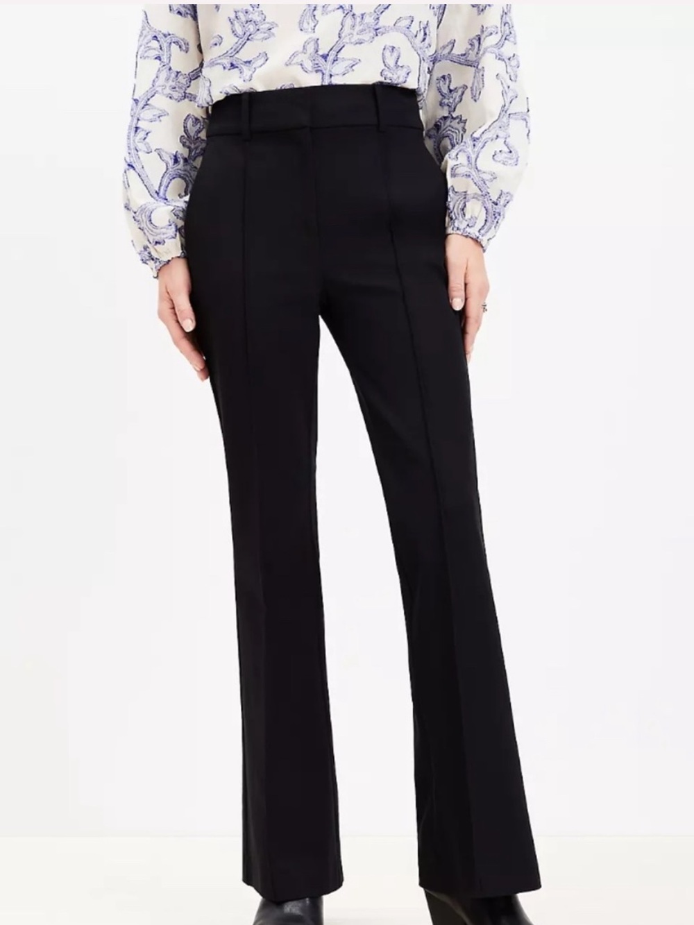 Loft Sutton Flare High Rise Black Pants NWT